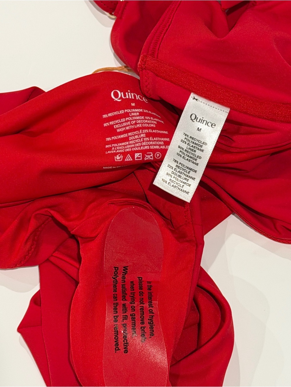 Quince NWT Bikini Set Italian Demi Top High Rise Bottom Cherry Red Medium - Picture 5 of 5